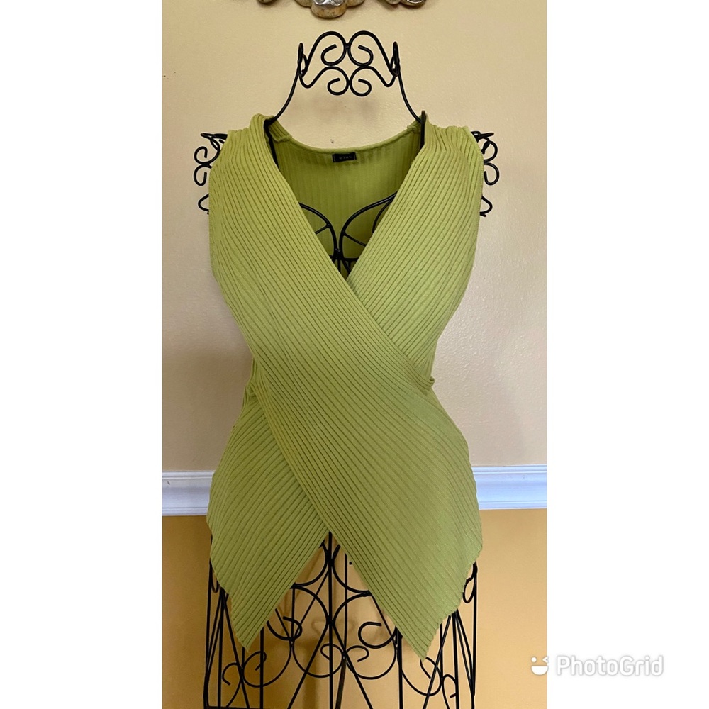 REDS v-neck faux wrap fluorescent lime top